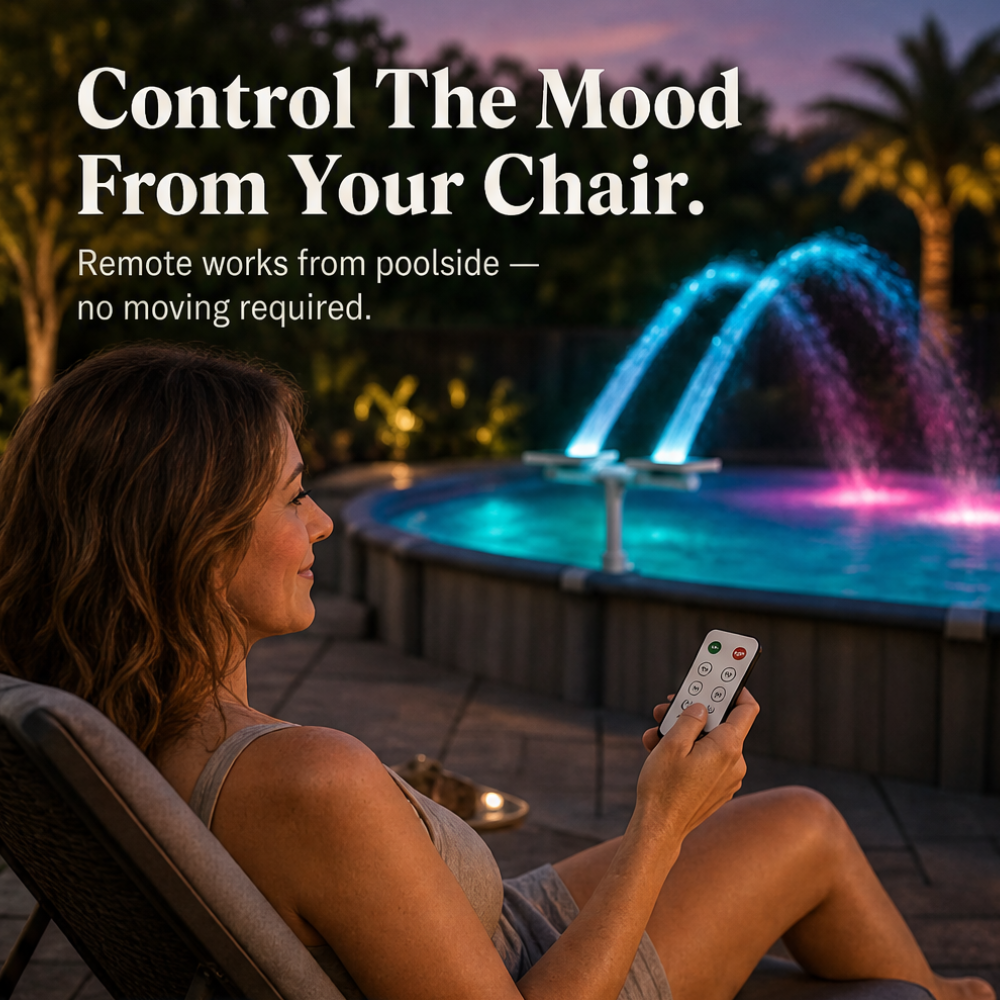 Lumiflow – Solar Pool Fountain with RGB Color Lights and Dual Spray