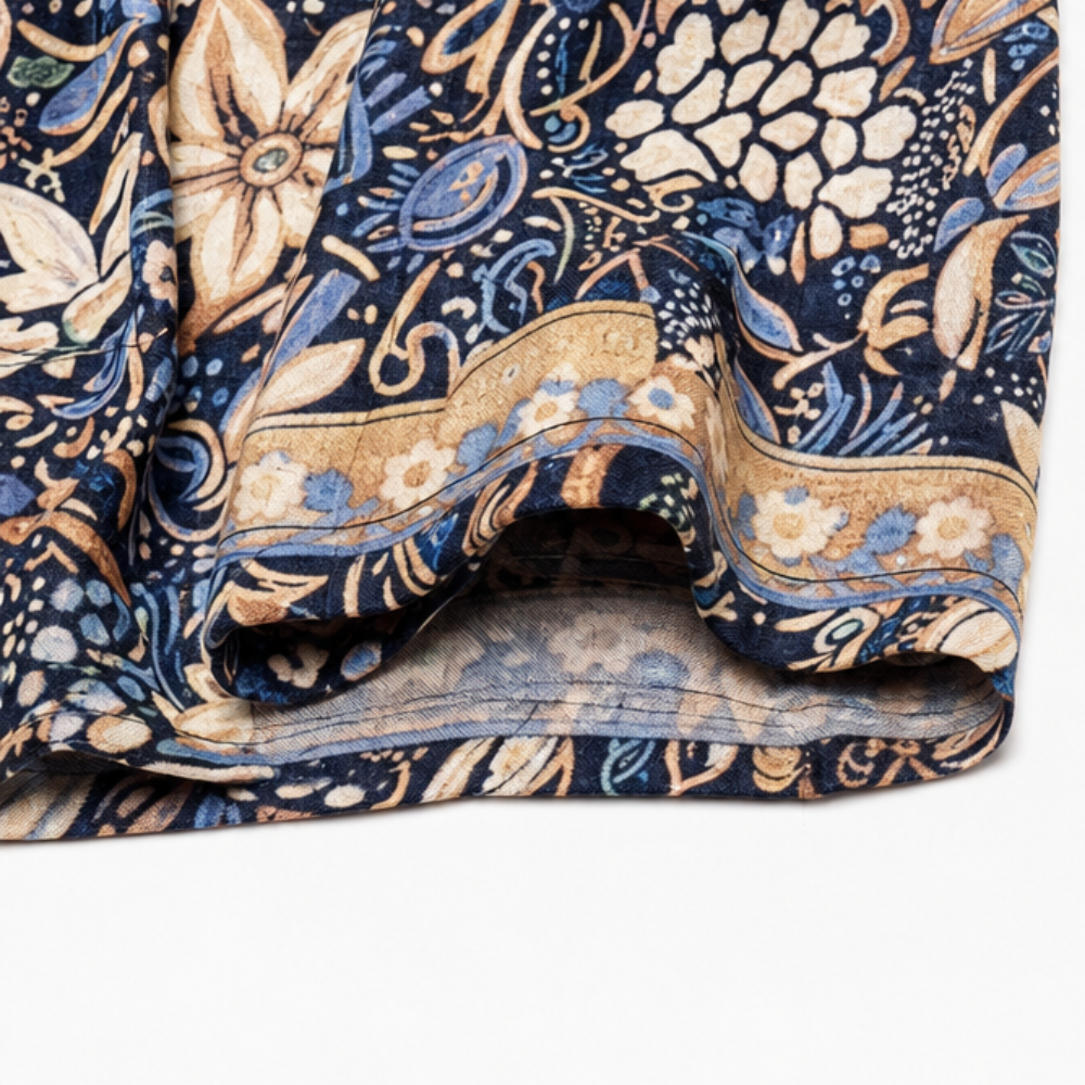 Floressa – Smocked High-Waist Floral Maxi Skirt with Flowy A-Line Sweep