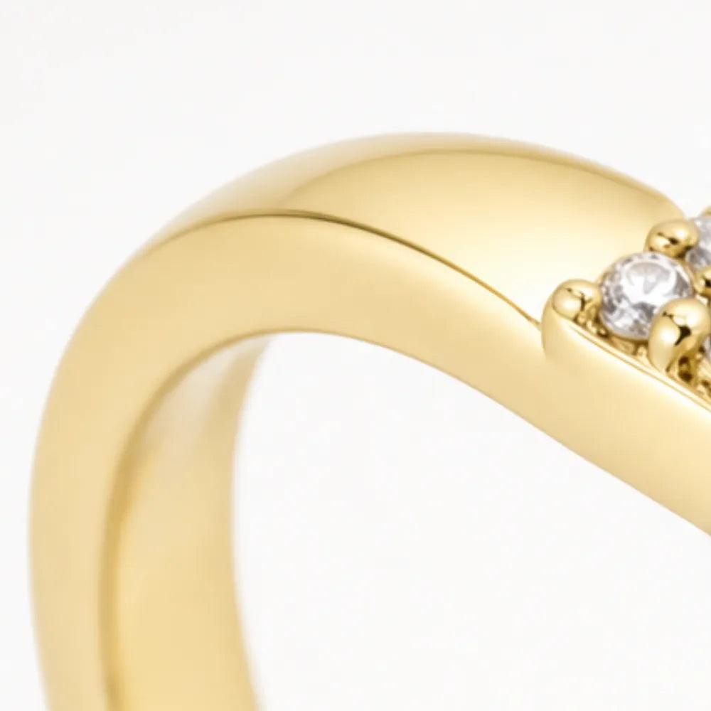 Graceloop – Mobius Cross Ring with Pavé Stones, Gold or Silver