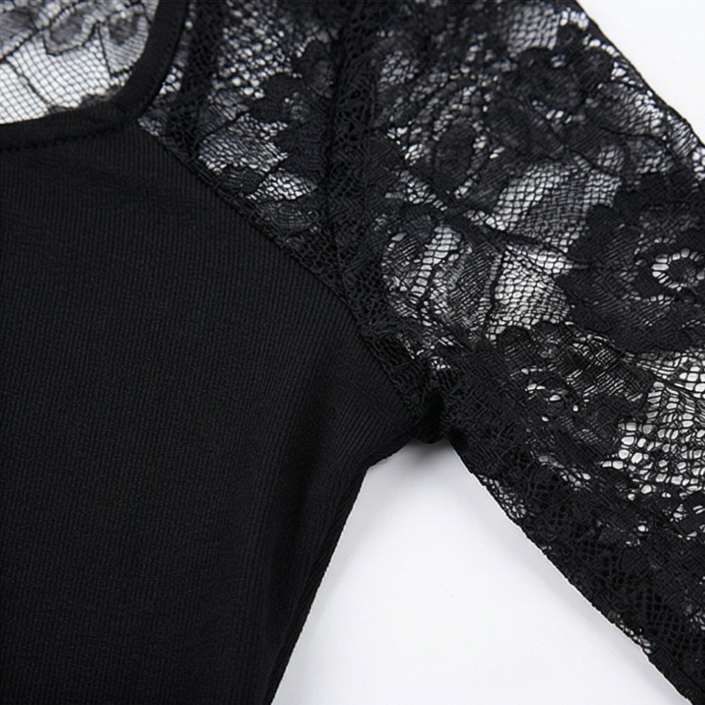 Lacelle – Women's Sheer Floral Lace Sleeve Top