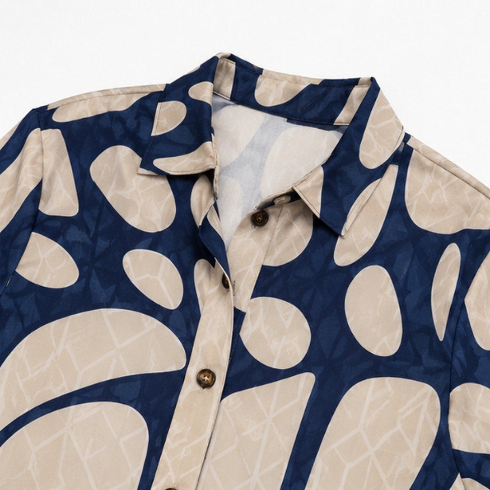 Easewear – Geometric Midi Dress That Skims, Not Clings