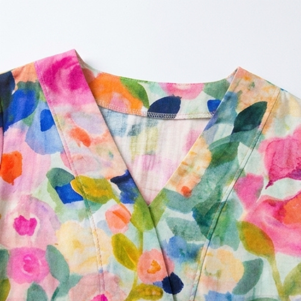 Florenza – Women's Painted Floral Plus-Size Midi Dress