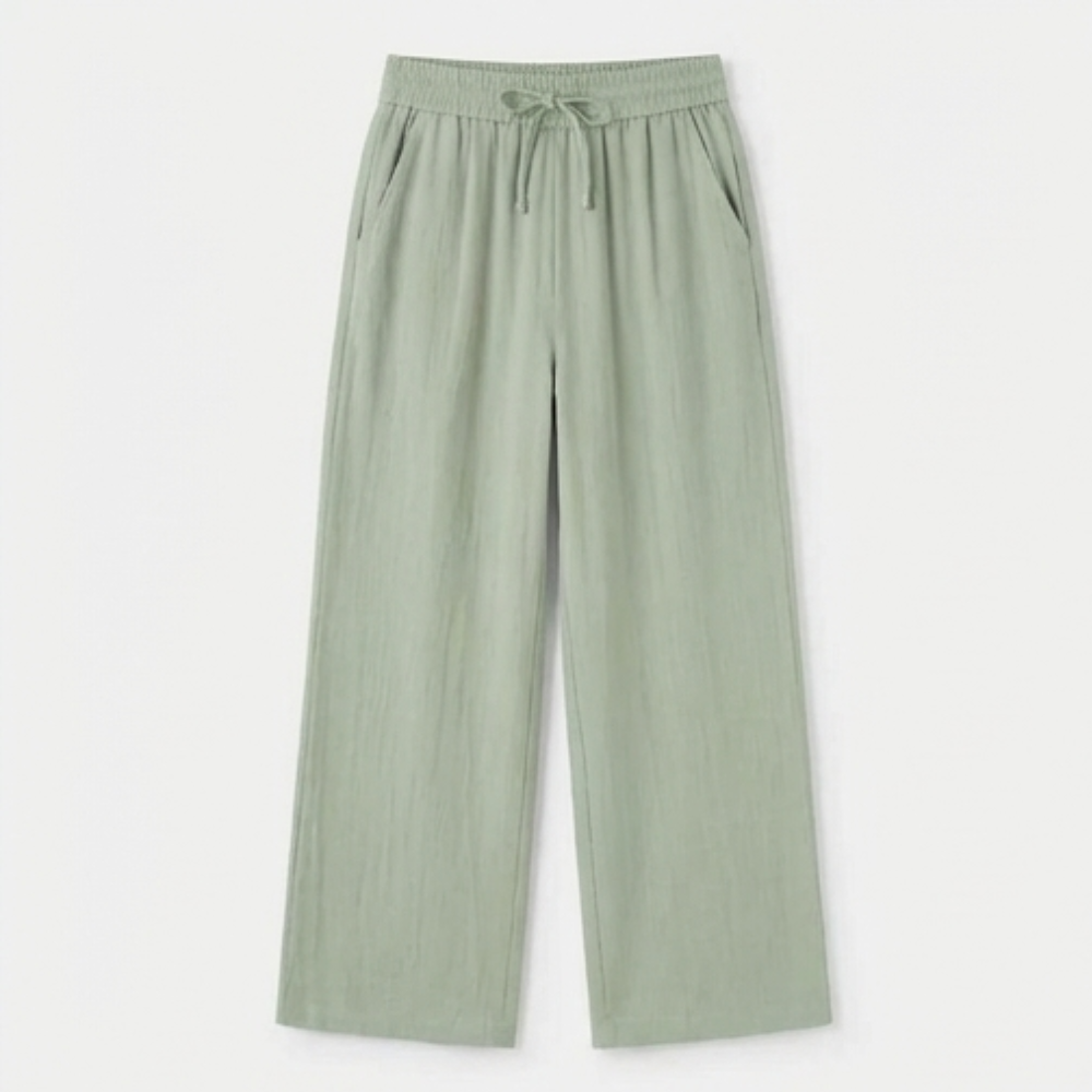 Linara – Women's Wide Leg Linen Look Drawstring Trousers