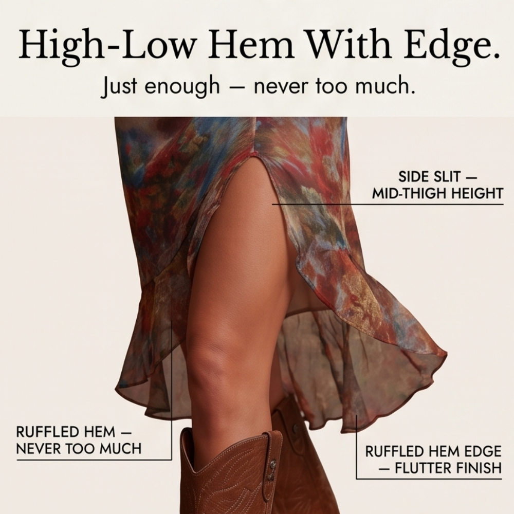 Elowen – Women's Watercolor Ruched Midi Dress
