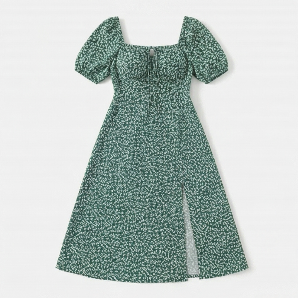 Floressa – Flattering Floral Midi Dress with Side Slit