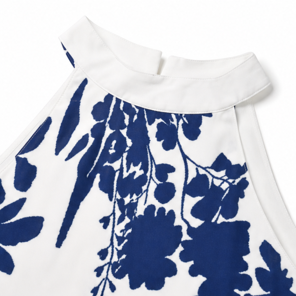 Florenza – Floral Print Halter Neck A-Line Dress for Women