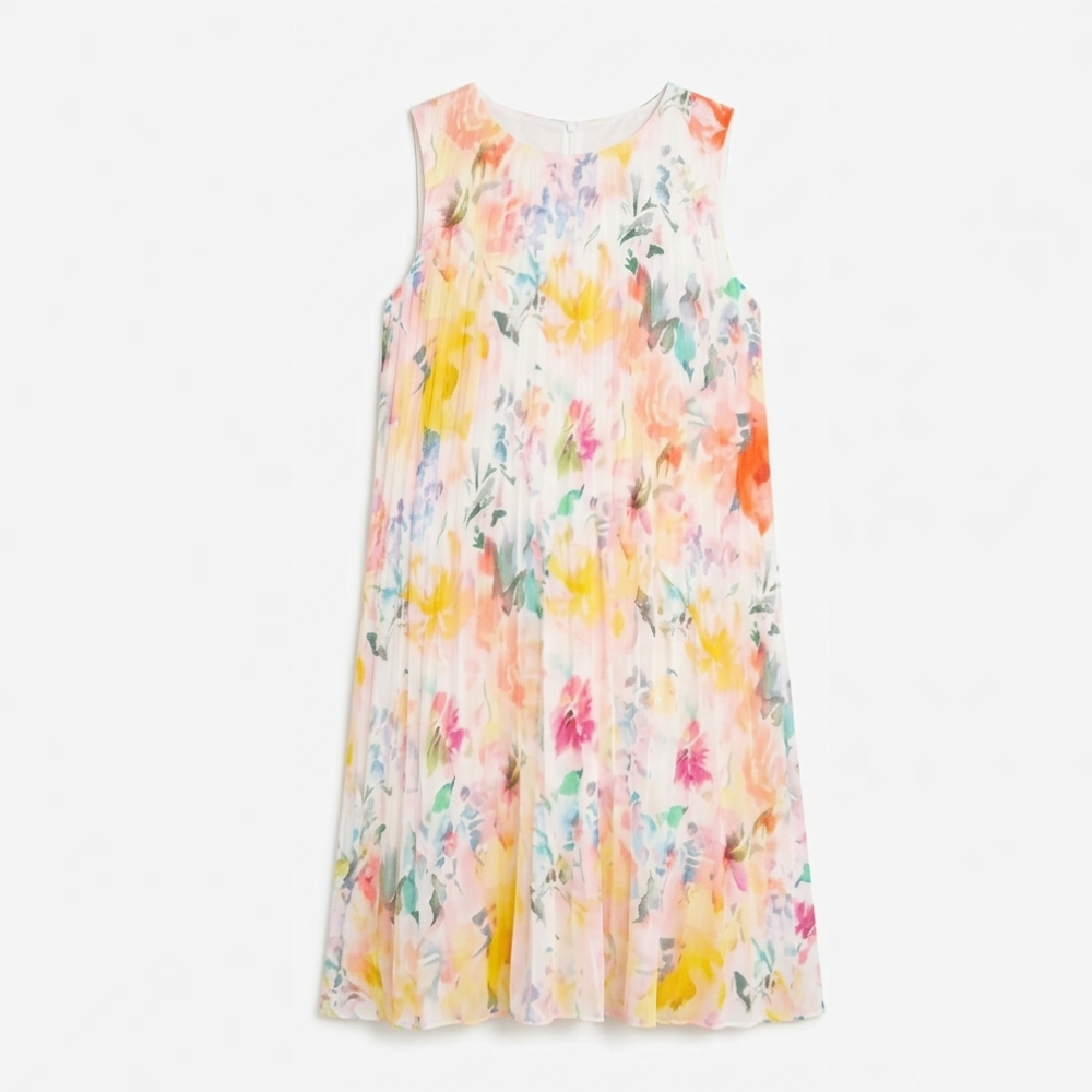 Floressa – Women's Watercolor Floral Pleated Midi Dress