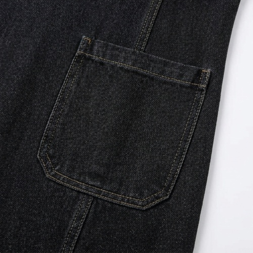 Aurelene – Women's V-Neck Denim Dress with Pockets
