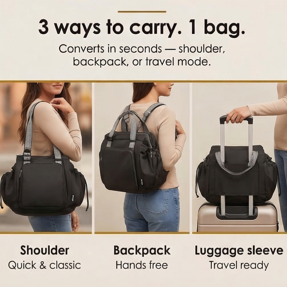 Carrova – Organized Everyday Tote with Backpack Straps