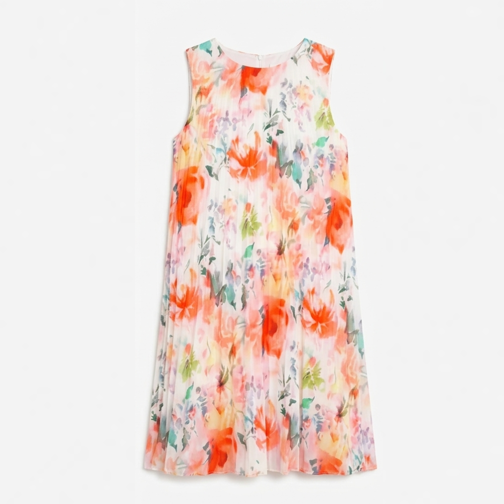 Floressa – Women's Watercolor Floral Pleated Midi Dress