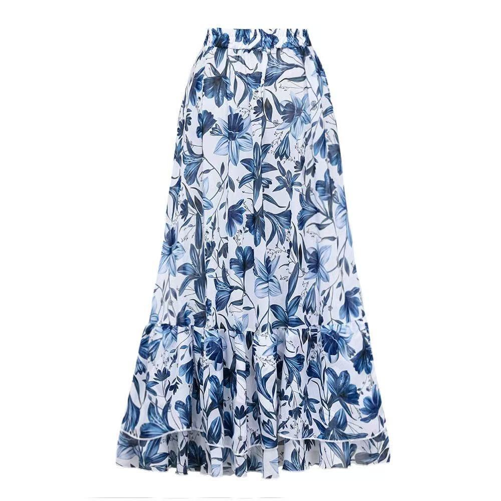 Coralina – Floral Swimsuit and Matching Skirt Set