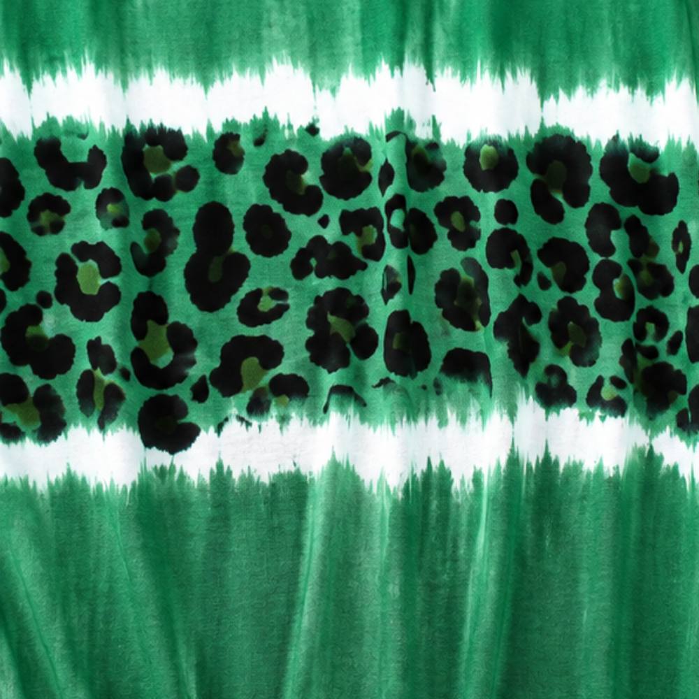 Drapeaux – Tie-Dye Leopard Print V-Neck Knit Dress