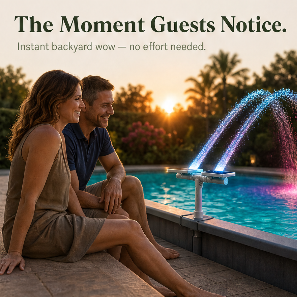 Lumiflow – Solar Pool Fountain with RGB Color Lights and Dual Spray