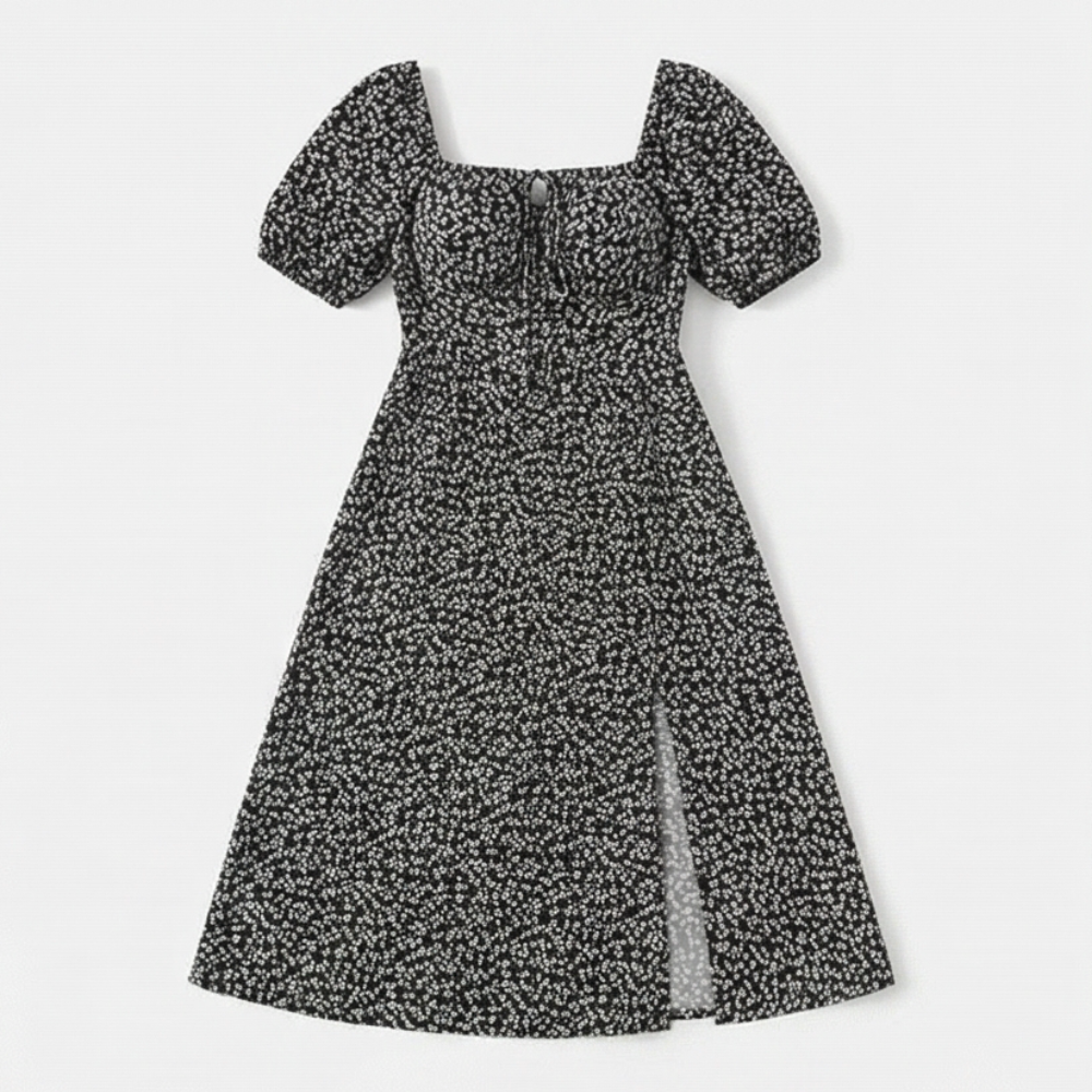 Floressa – Flattering Floral Midi Dress with Side Slit