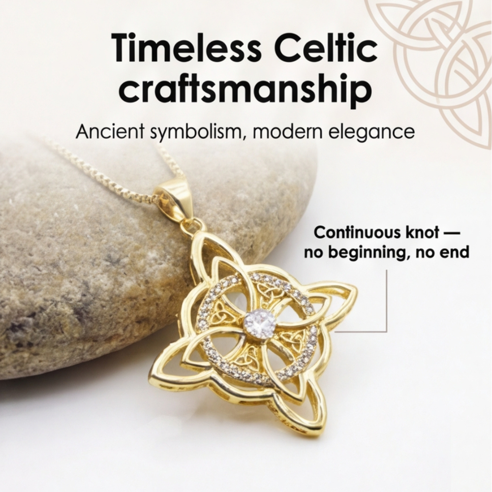 Elowen – Crystal Celtic Knot Necklace