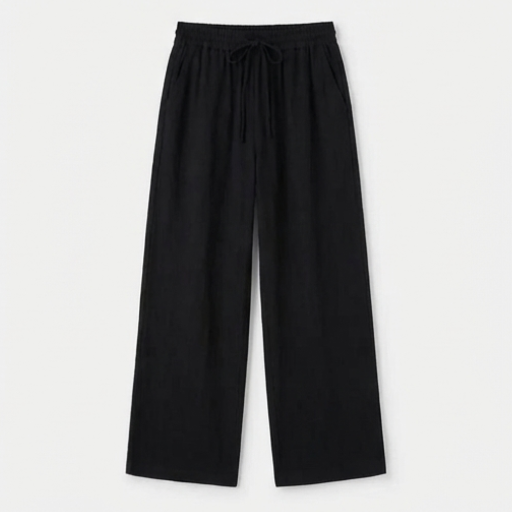 Linara – Women's Wide Leg Linen Look Drawstring Trousers