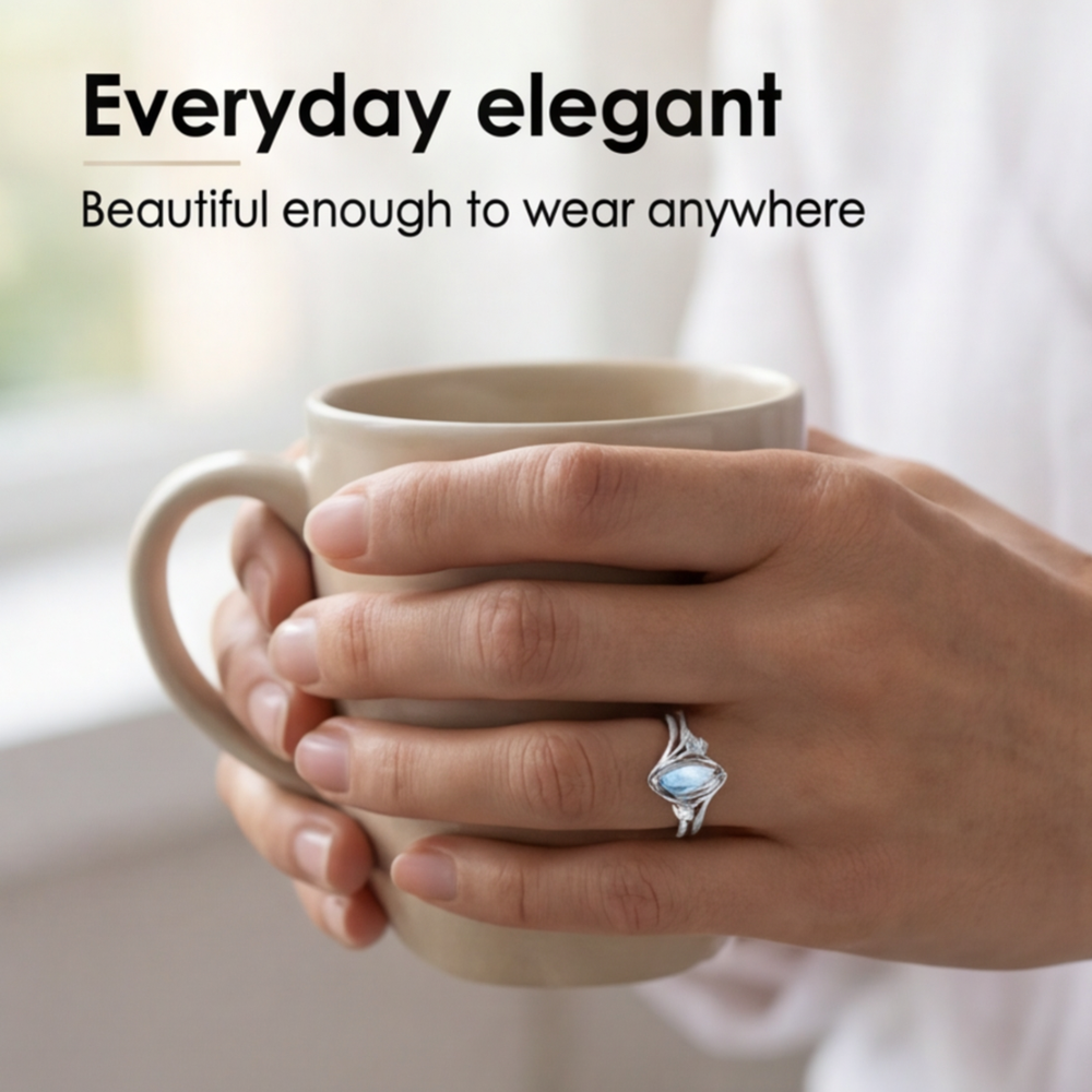 Lunara – Flowing Moonstone Ring with Crystal Accents