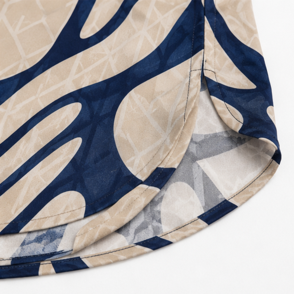 Easewear – Geometric Midi Dress That Skims, Not Clings