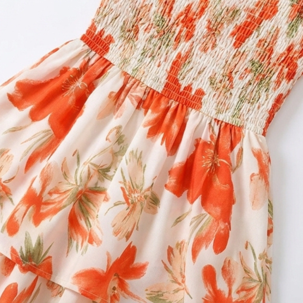 Florenza – Women's Smocked Square-Neck Floral Maxi Dress
