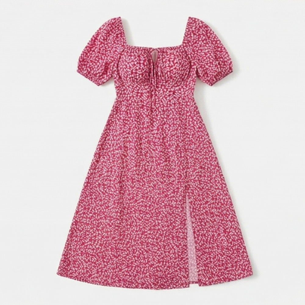 Floressa – Flattering Floral Midi Dress with Side Slit