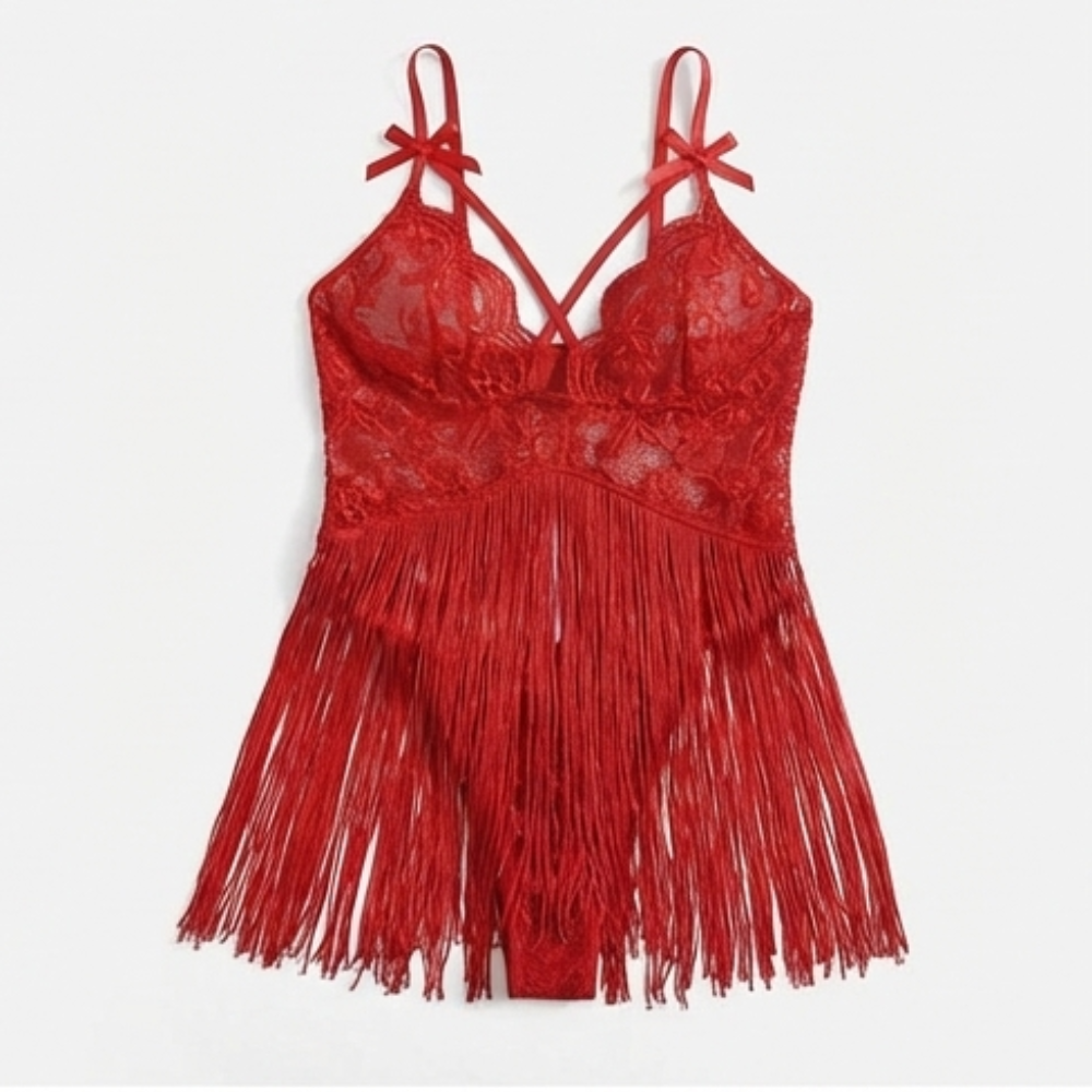 Inara – Women's Lace Tassel Suspender Dress Set