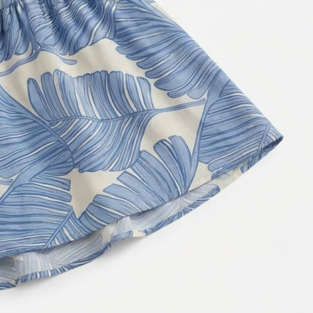 Liriosa – Women's Palm-Print Strapless Maxi Dress