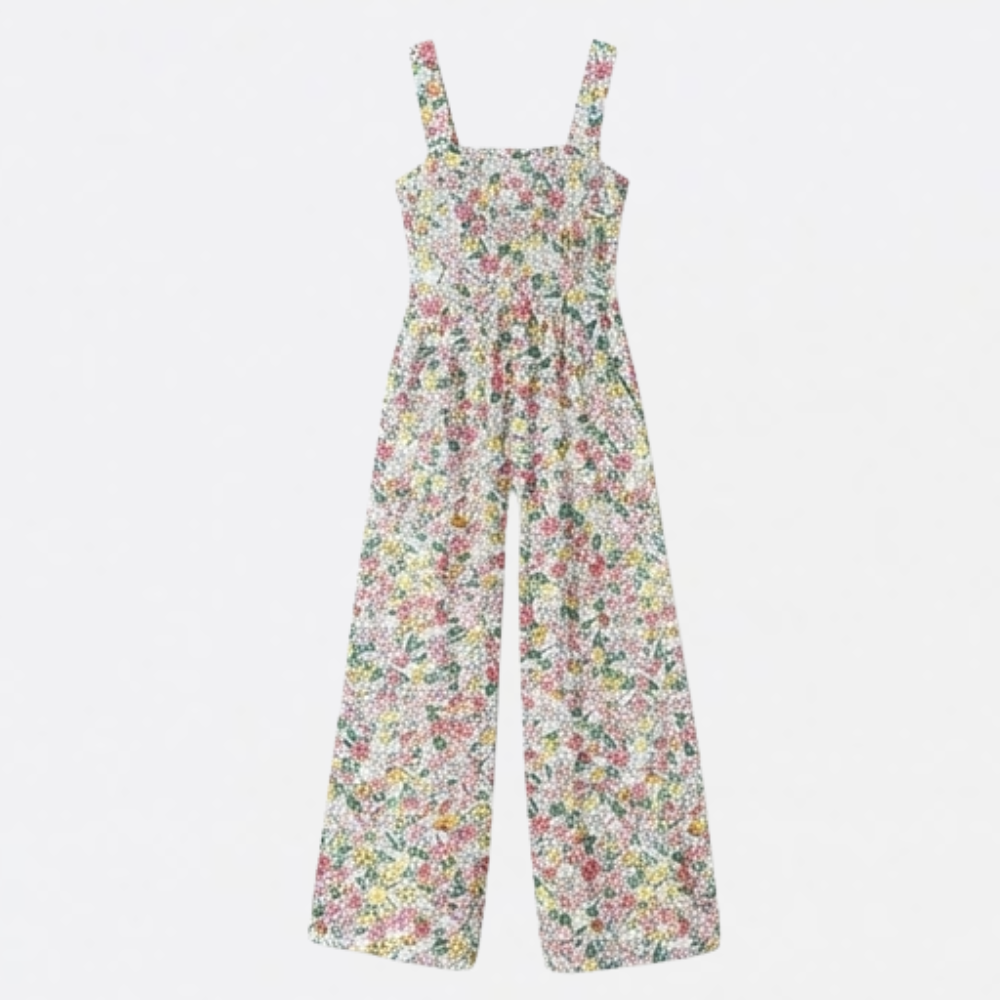 Bloomara – Floral Wide-Leg Jumpsuit with Pockets