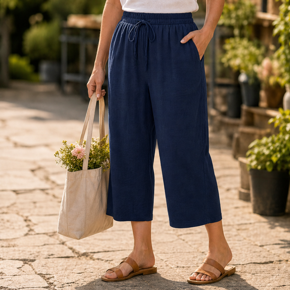 Calmara – Cropped Wide-Leg Drawstring Pants
