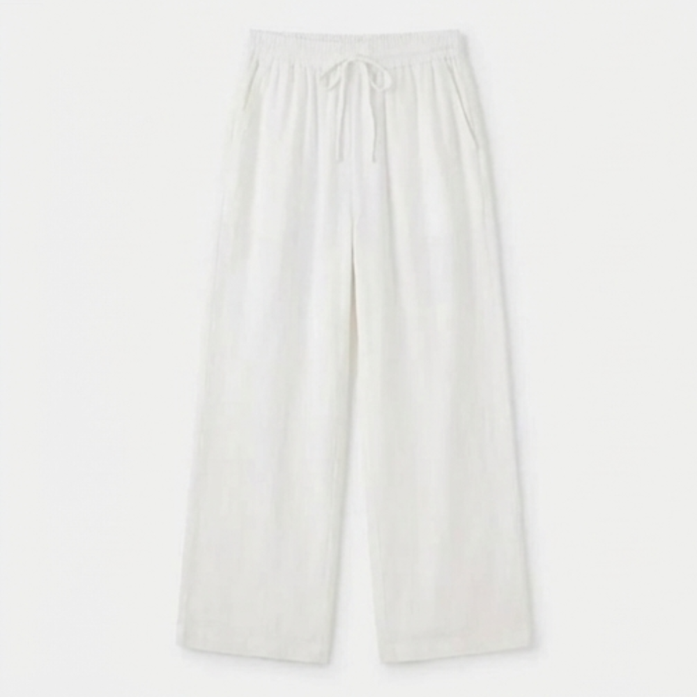 Linara – Women's Wide Leg Linen Look Drawstring Trousers