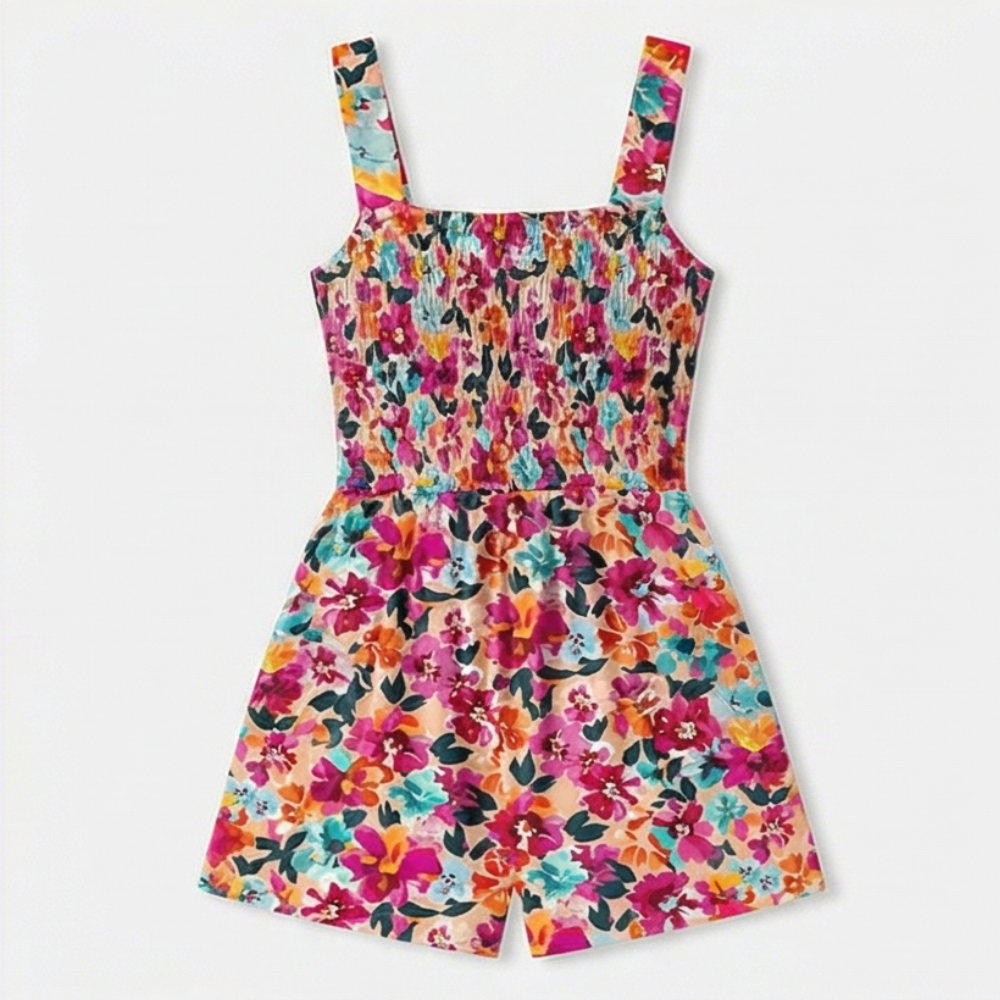 Bloomette – Women's Smocked Chiffon Romper with Pockets