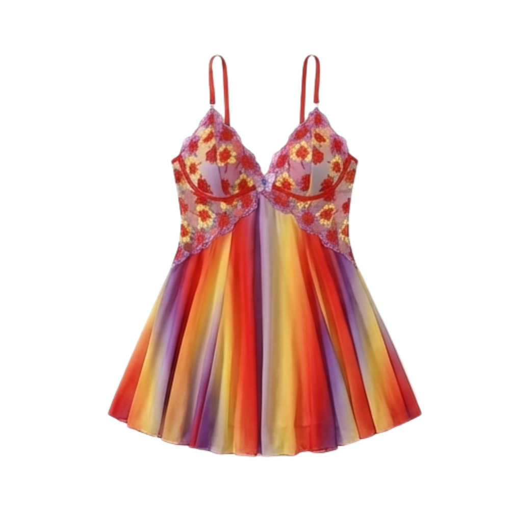 Floressa – Women's Embroidered Floral Babydoll Nightgown