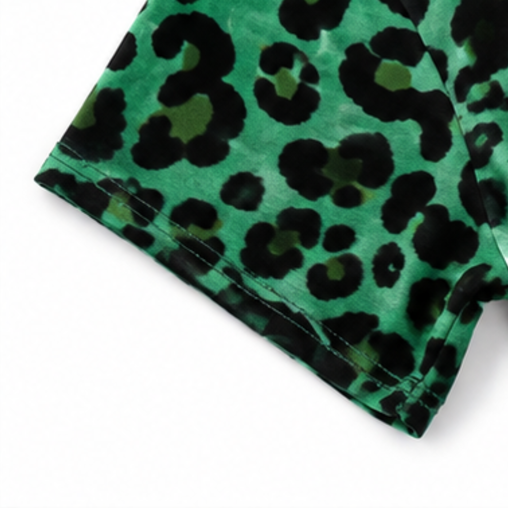 Drapeaux – Tie-Dye Leopard Print V-Neck Knit Dress