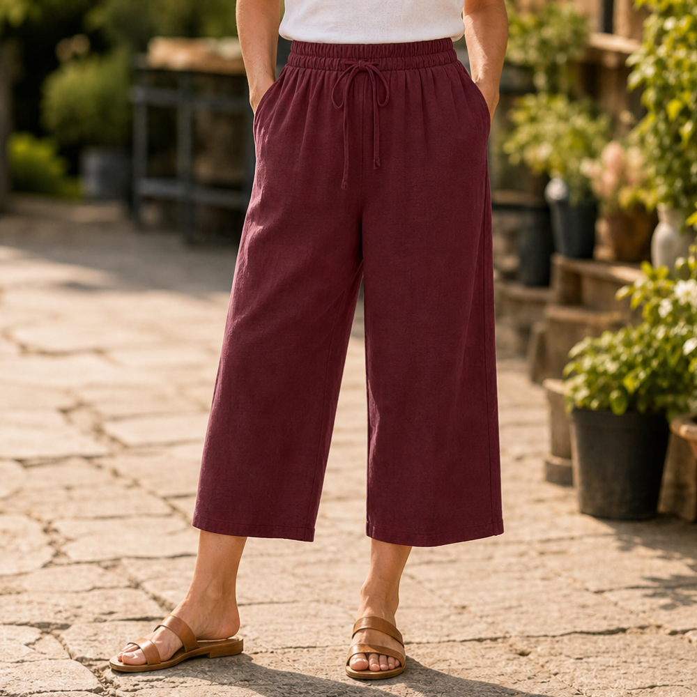 Calmara – Cropped Wide-Leg Drawstring Pants