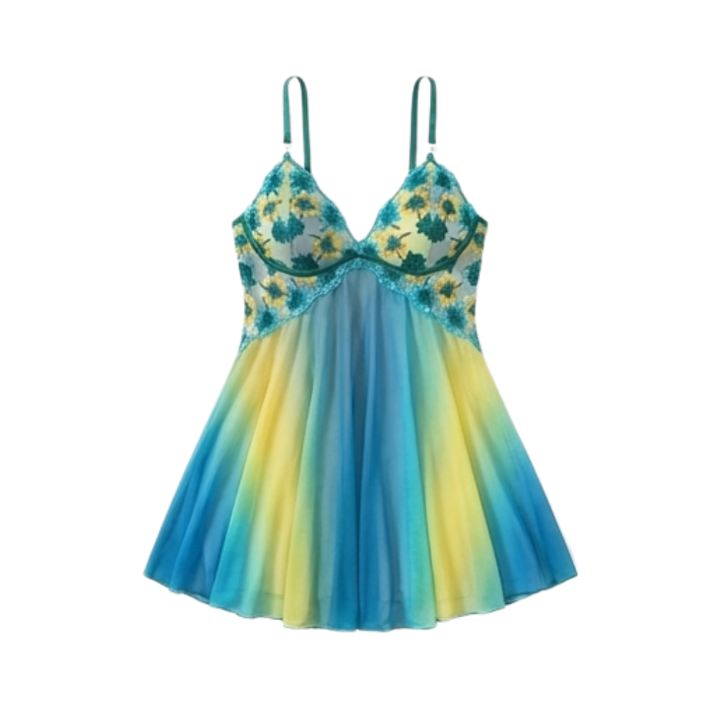 Floressa – Women's Embroidered Floral Babydoll Nightgown