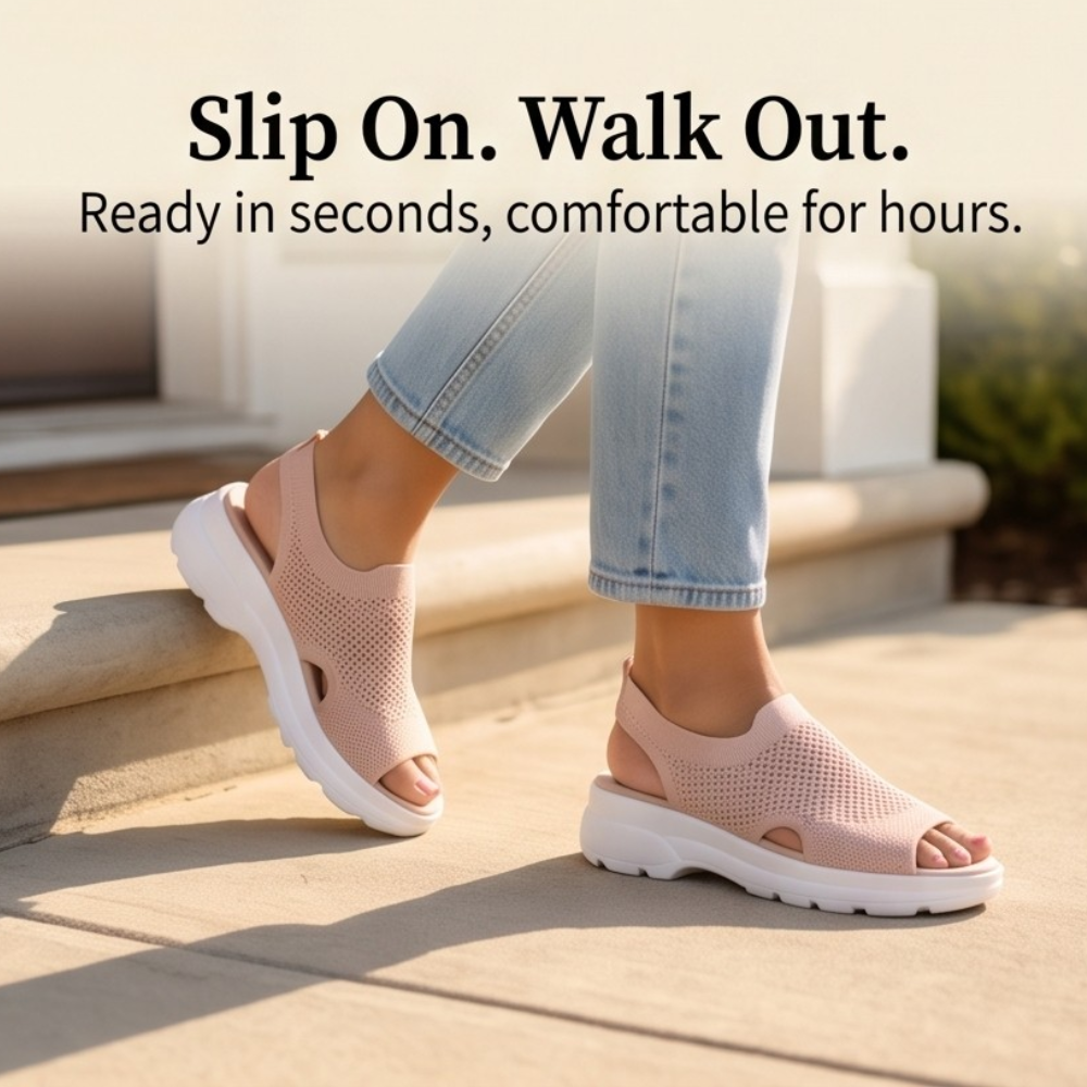 Caluna – Cushioned Slip-On Platform Sandals