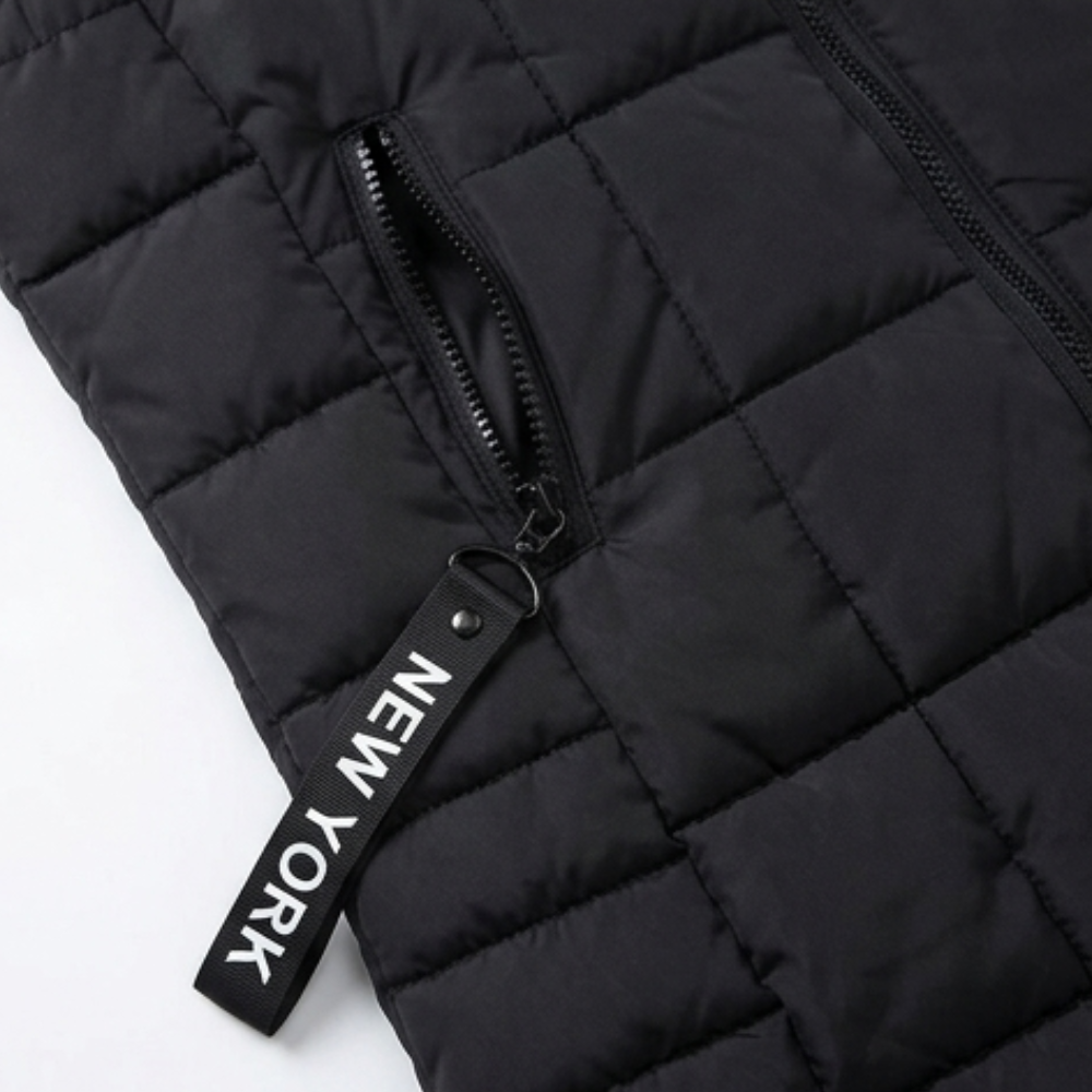 Covara – Long Quilted Puffer Vest with Hood