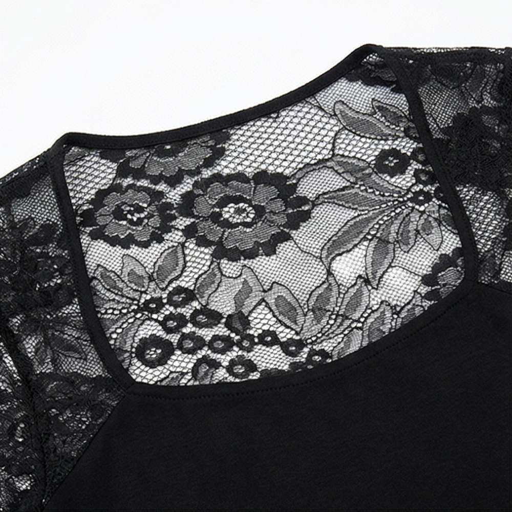 Lacelle – Women's Sheer Floral Lace Sleeve Top