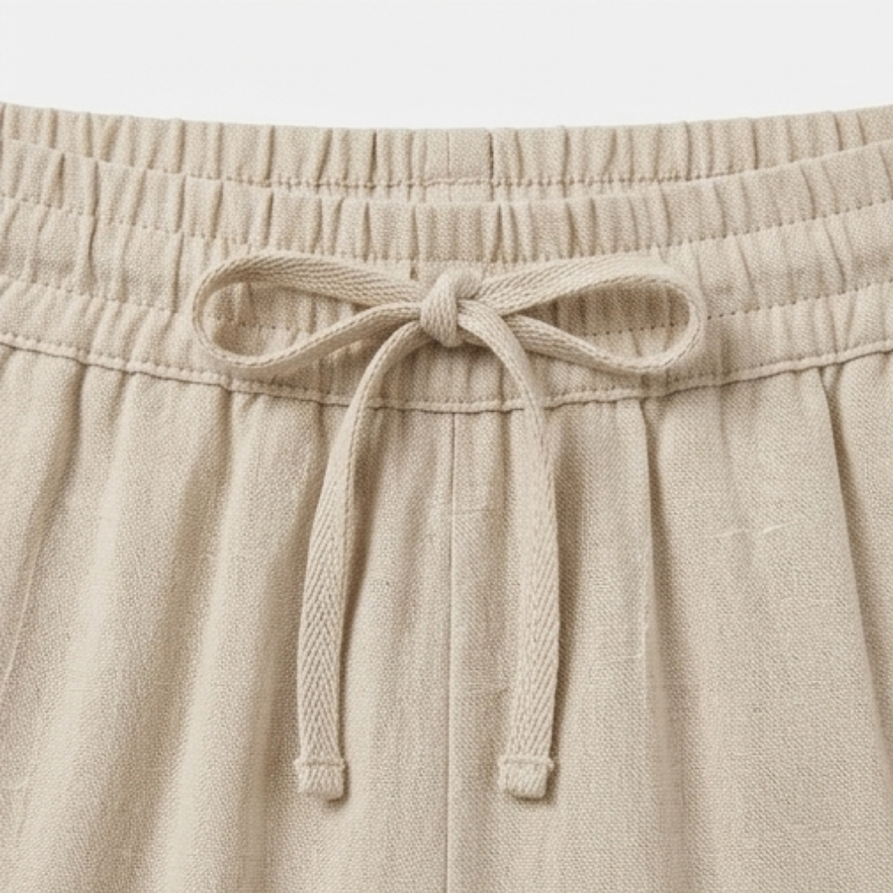 Linara – Women's Wide Leg Linen Look Drawstring Trousers