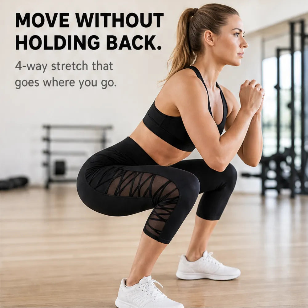Flexora – High Waist Mesh-like Side Capri Leggings with Phone Pocket