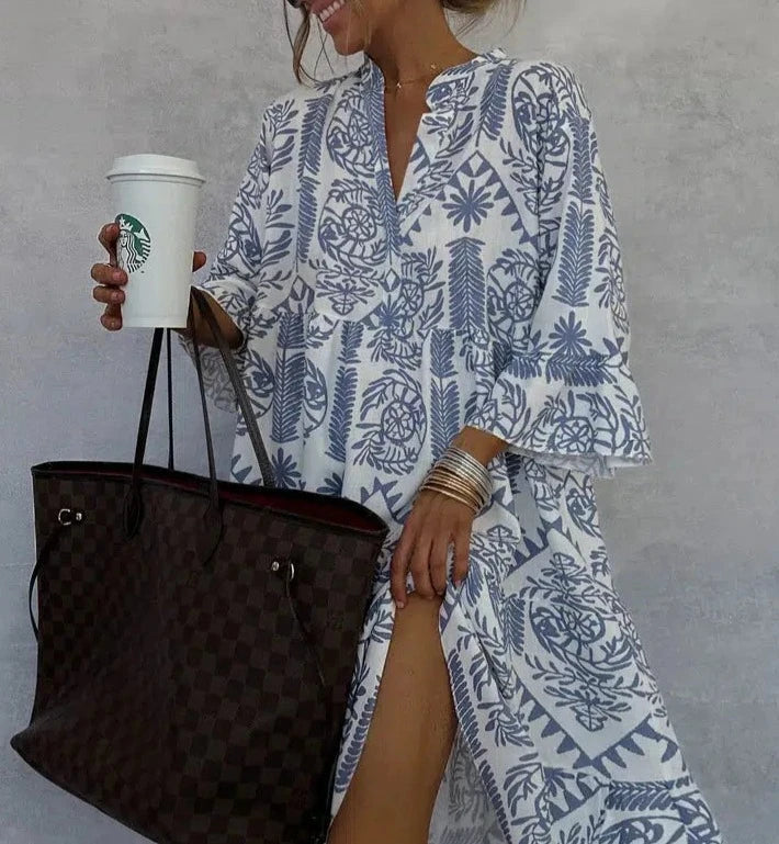 Maisie | Women's Boho Patterned Long Sleeve Mini Dress