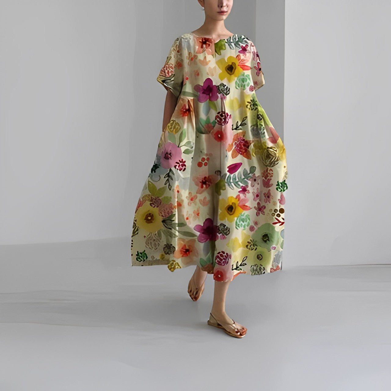 Phoebe | Abstract Flow Floral Dress