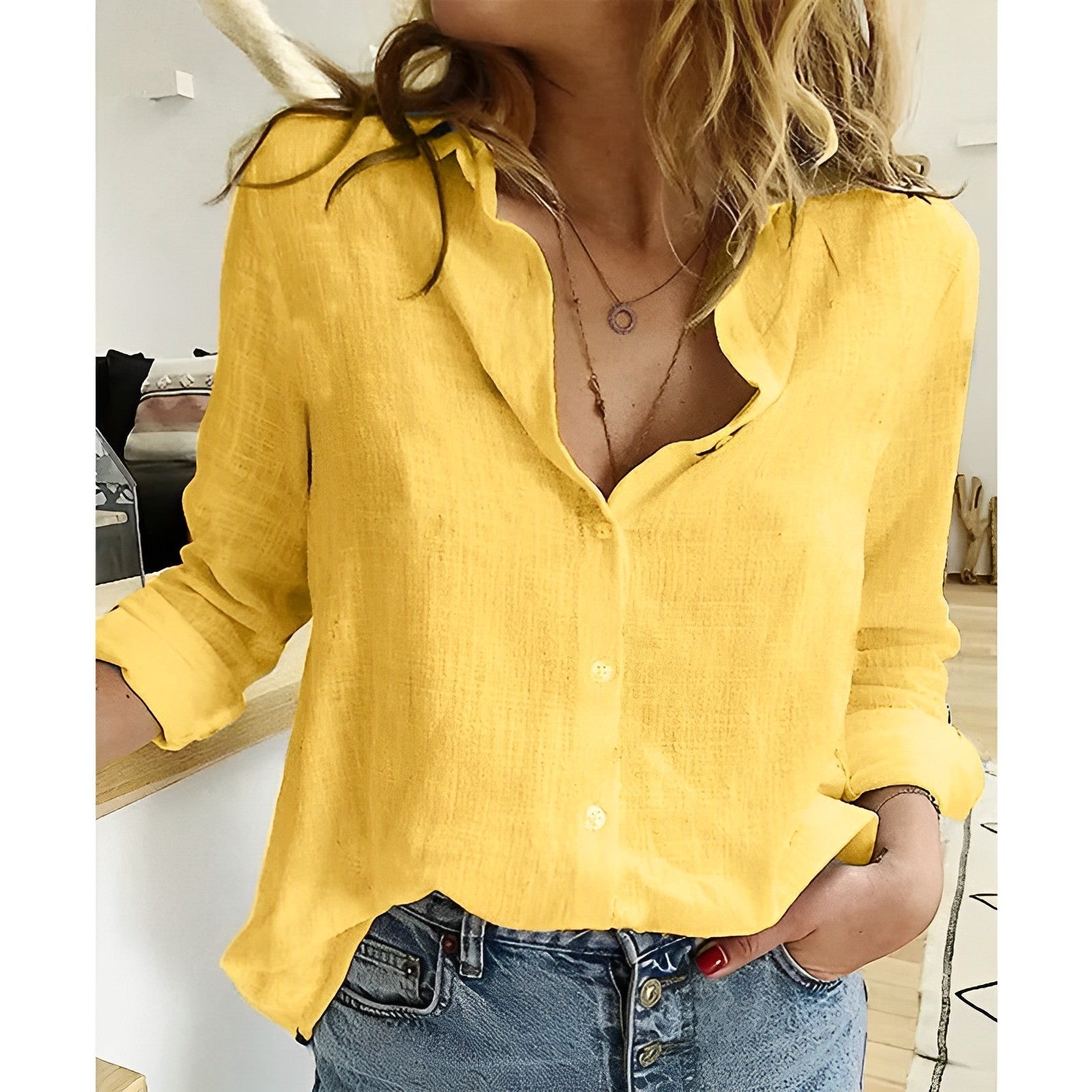 Makayla | Women Relaxed Fit Button Down Blouse