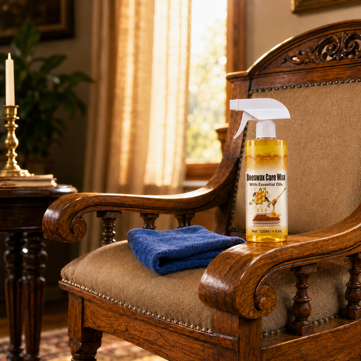 Hivora – Beeswax Wood Polish Spray with Cleaning Sponge and Microfiber Cloth