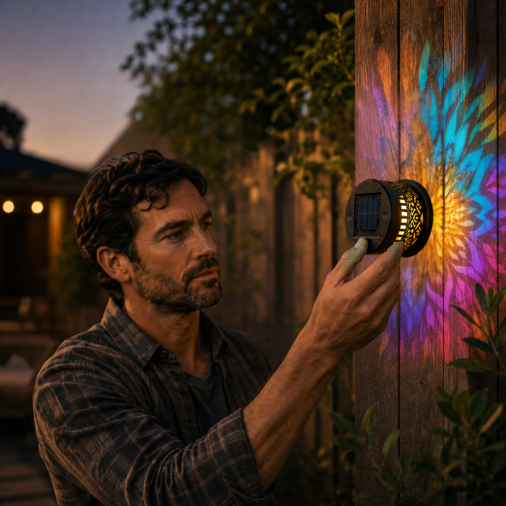 Lumara – Solar Mandala Wall Light Outdoor Garden Fence Projector