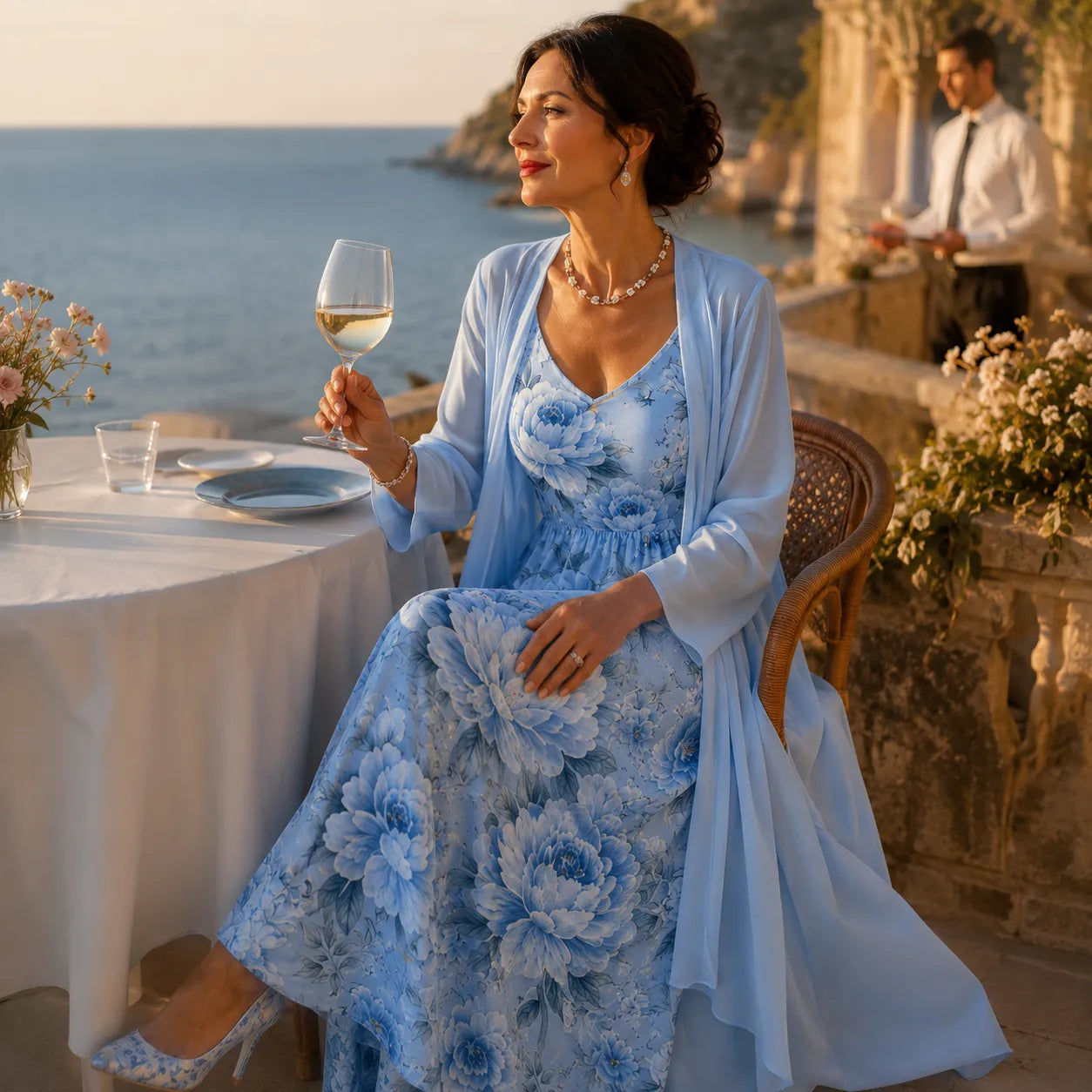 Florenza – Two-Piece Floral Maxi Dress with Sheer Duster