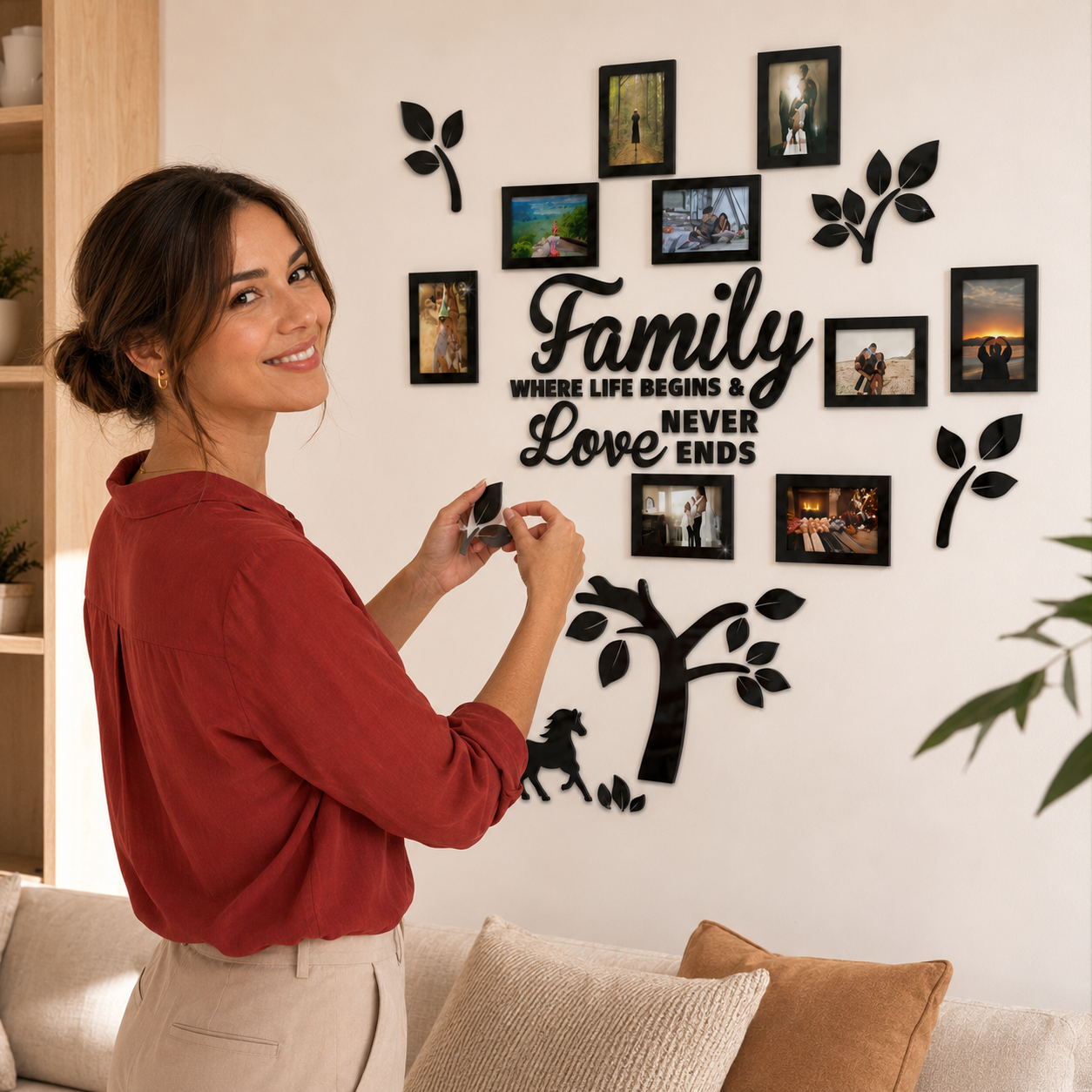 Halena – 3D Acrylic Family Tree Wall Decor with 11 Photo Frames