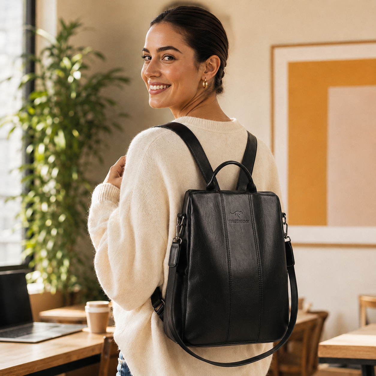 Lunavia – Convertible Leather Backpack Crossbody Bag for Women