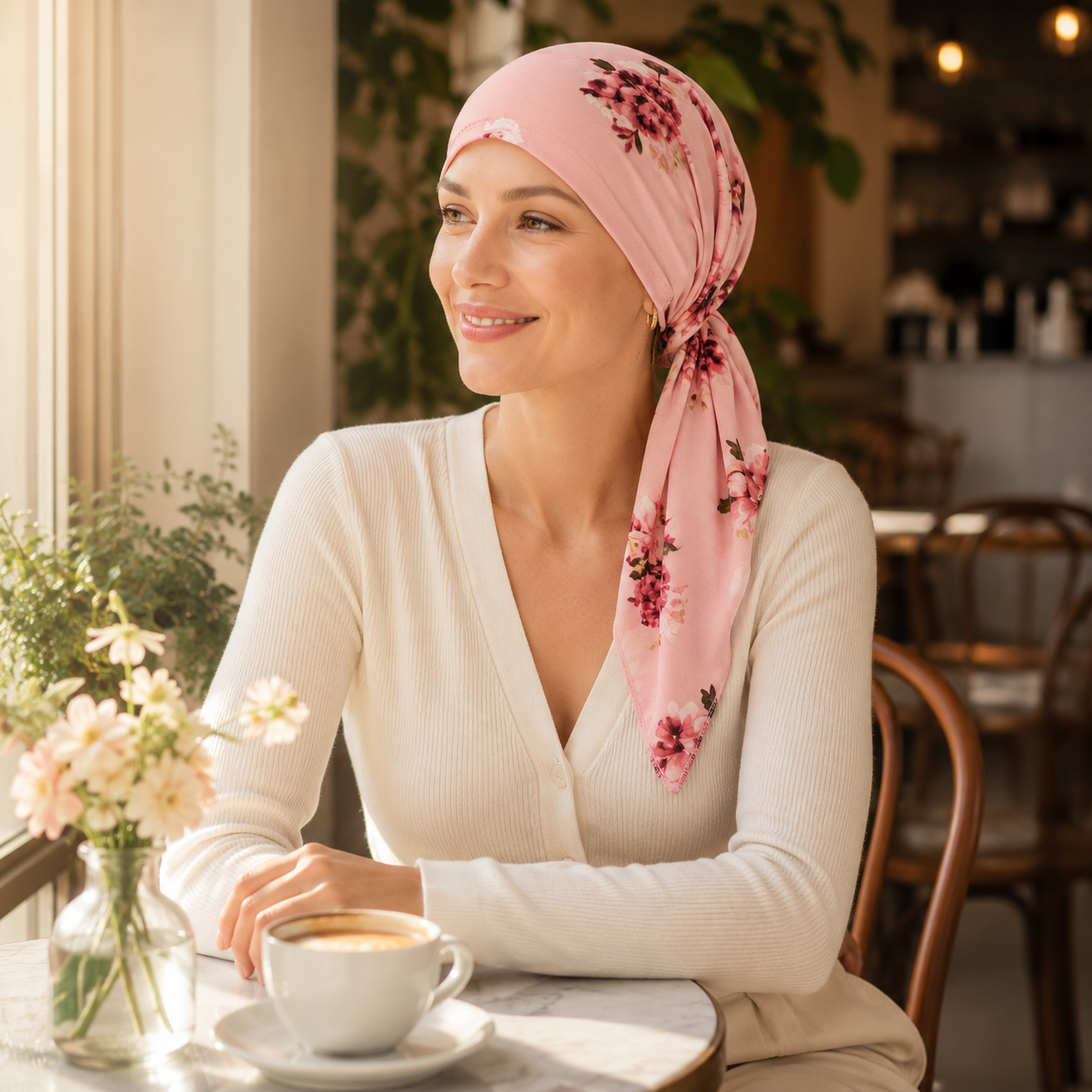 Florenza – Pre-Tied Floral Head Scarf Turban, Soft Elastic, 5 Prints