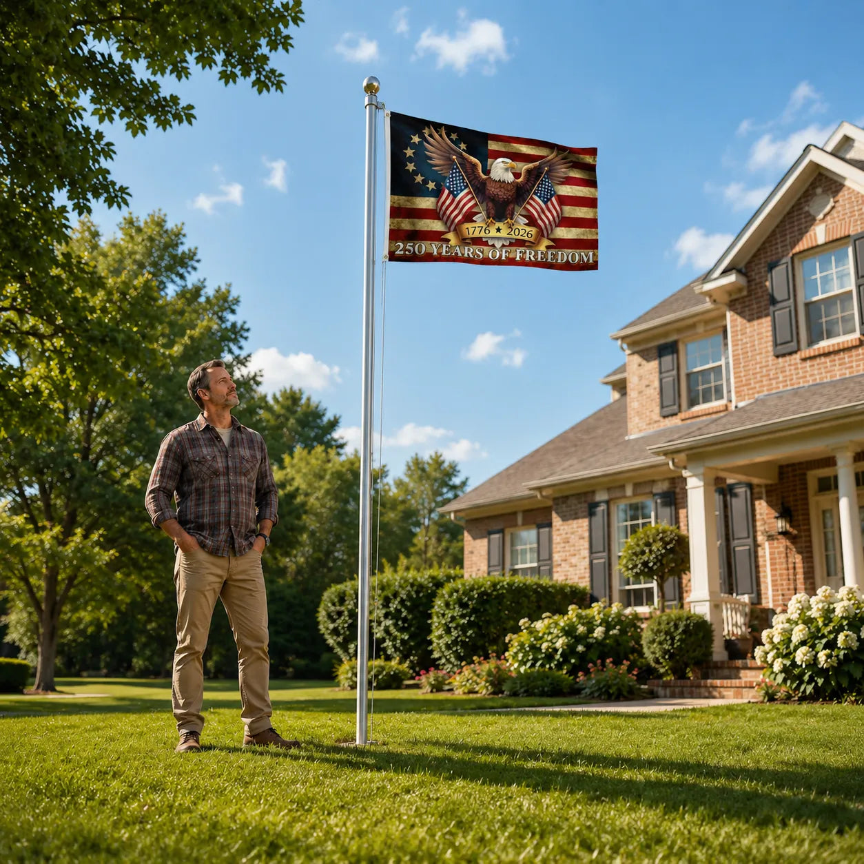 Eaglemark – 250 Years of Freedom American Flag, 1776-2026 Bald Eagle Betsy Ross Banner, Outdoor