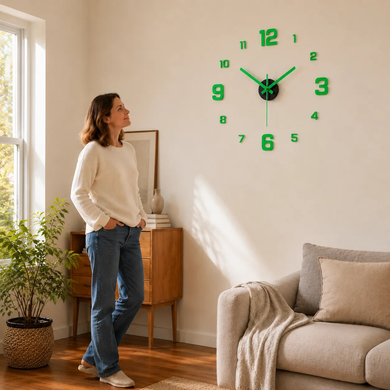 Halovana – Glow-in-the-Dark DIY Wall Clock, Frameless 3D Modern Home Decor